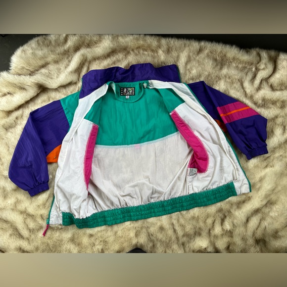 Vintage Color-block High Neck Windbreaker Jacket - Picture 9 of 11